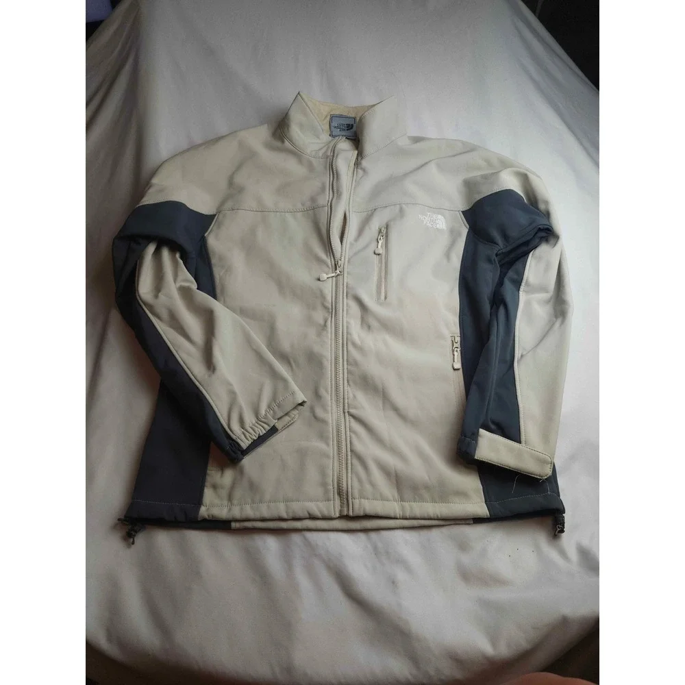 The North Face Apex Bionic Softshell Jacket Mens Medium Cream Grey Full Zip